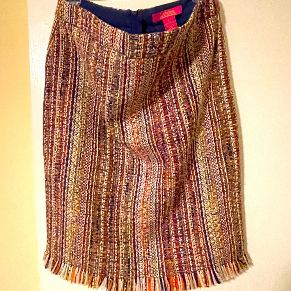 Catherine Malandrino skirt, size 8. Multicolor woven. Cute w tights and boots!